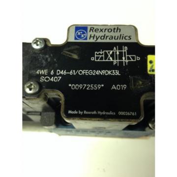 REXROTH India Canada HYDRAULICS 4WE6D46-61/OFEG24N9DK33L SO407 SOLENOID VALVE USED U4