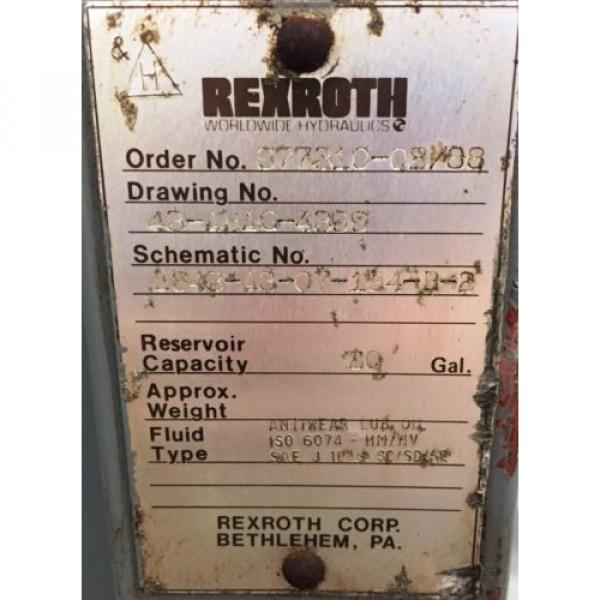 REXROTH Greece Mexico AA10VS028DFLR/30R-PKC63N00 HYDRAULIC POWER UNIT, 5 HP, 20 GAL. 1800 RPM #6 image