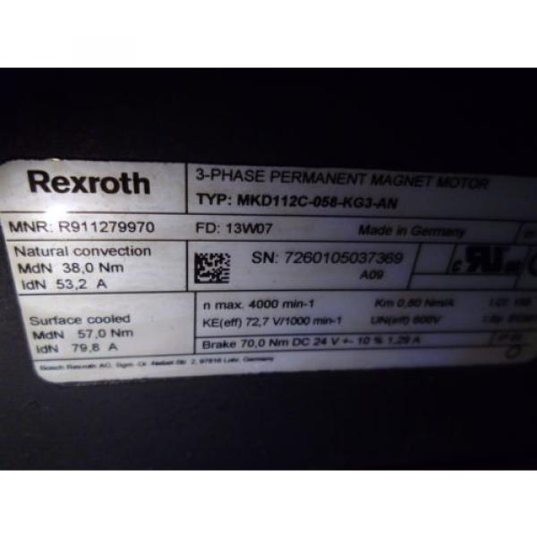 REXROTH Russia Dutch MKD112C-058-KG3-AN 3-PHASE PERMANENT MAGNET MOTOR *NEW NO BOX* #4 image